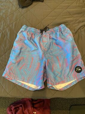 Quiksilver Blue & Coral Patterned Shorts